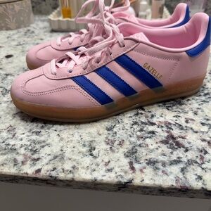 Adidas Gazelle Pink with Blue Stripes